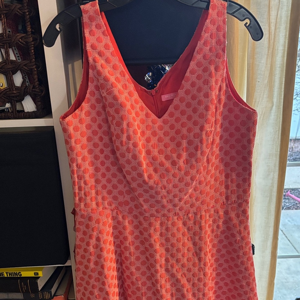 Isaac Mizrahi Vibrant Pink Polka Dot V-Neck A-Line Dress